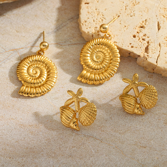 Shell Seashell Earrings for Women,Gold Beach Conch Shell Stud Earrings Gifts for Women