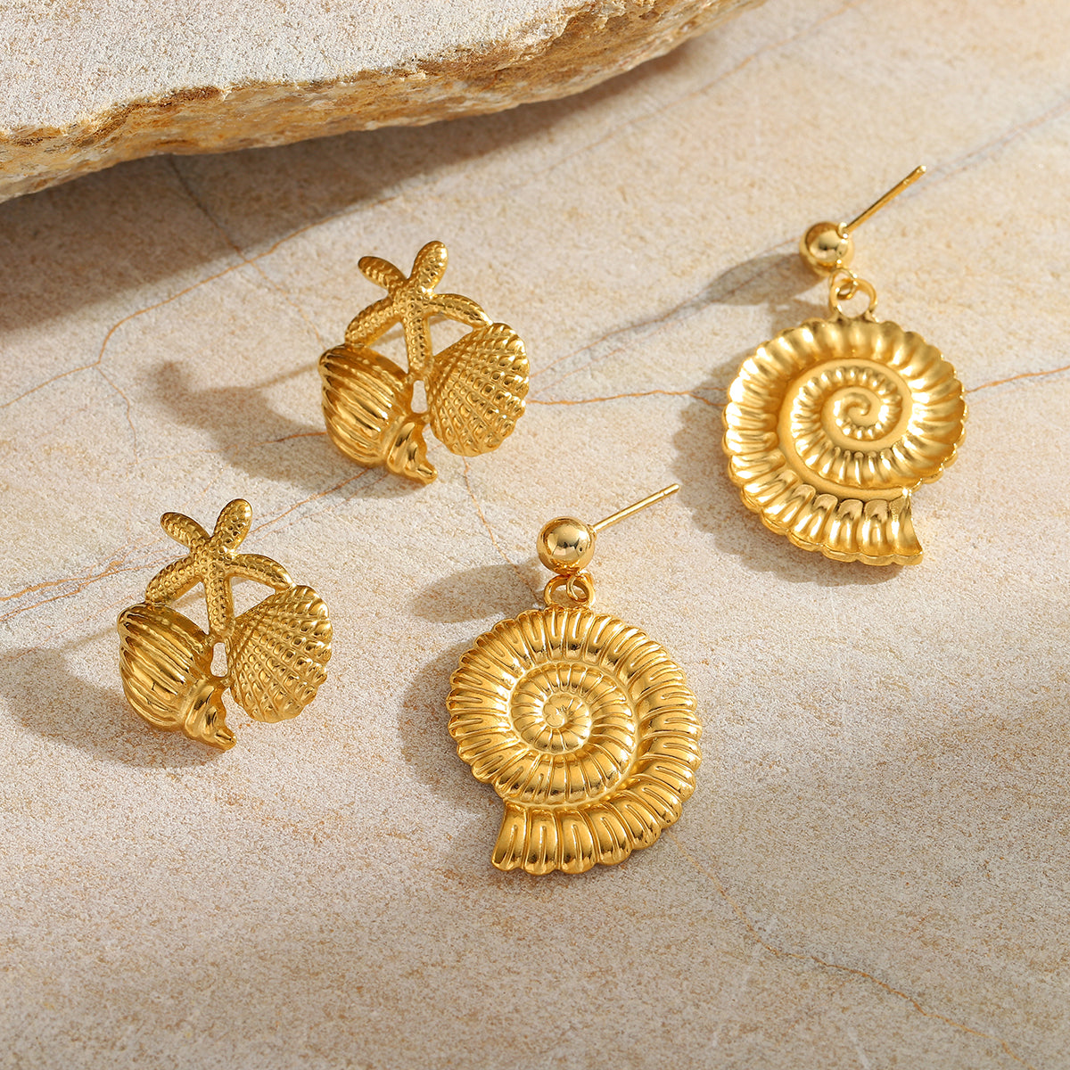 Shell Seashell Earrings for Women,Gold Beach Conch Shell Stud Earrings Gifts for Women